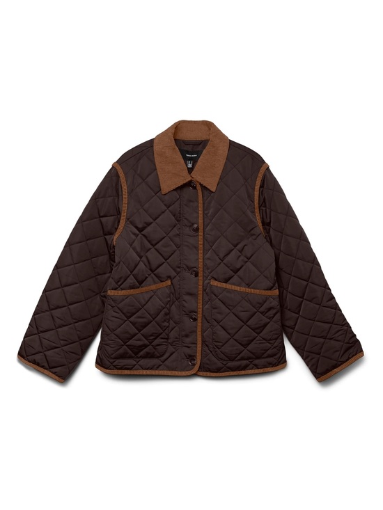 Vero Moda Jackets & Blazers - Vero Moda Chocolate Brown Quilted Puffer Jacket with Tan Trim